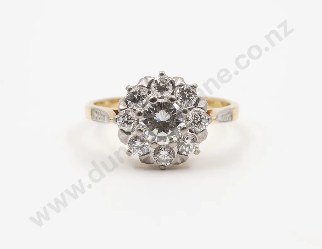 18ct Nine Stone Diamond Cluster Ring Image 1++