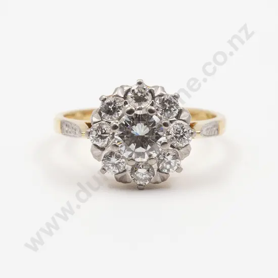 18ct Nine Stone Diamond Cluster Ring