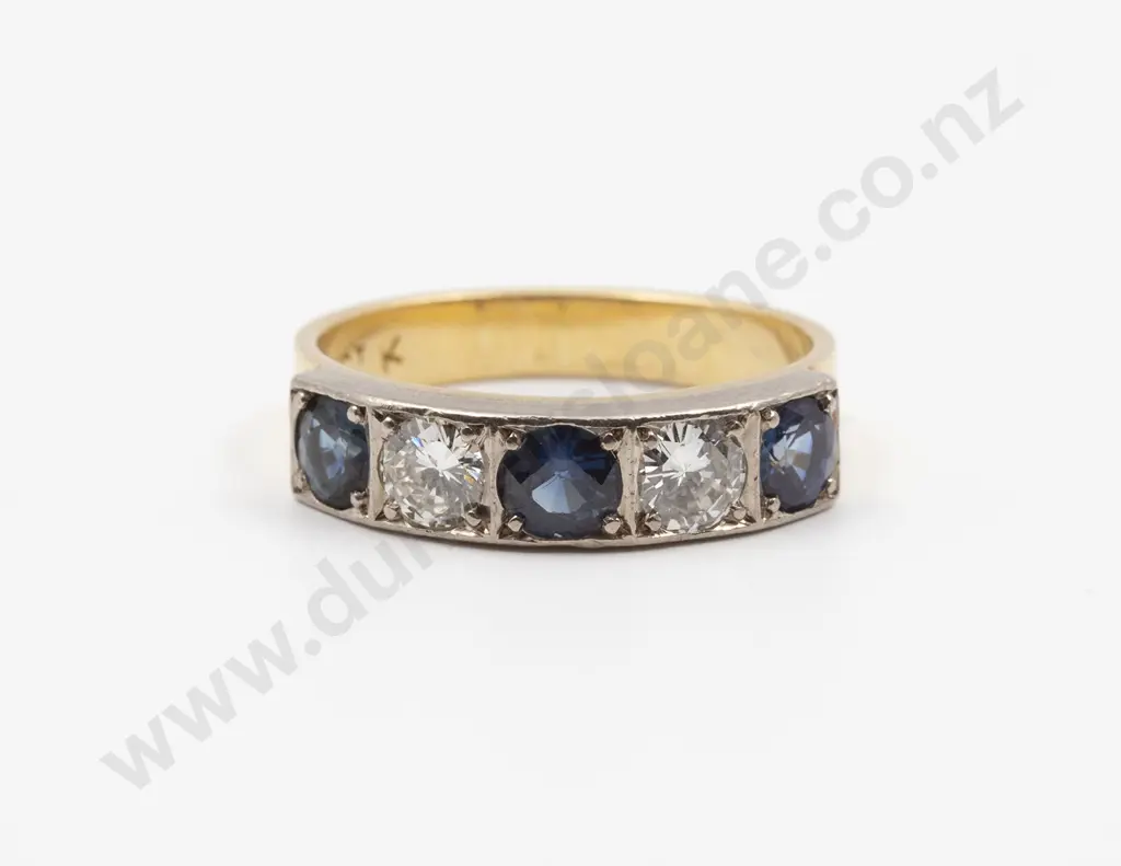 18ct Five Stone Sapphire and Diamond Eternity Band Image 1++