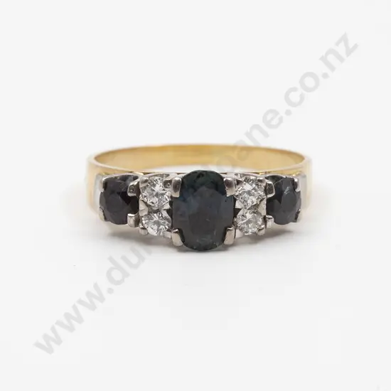 18ct Seven Stone Sapphire and Diamond Bridge Ring