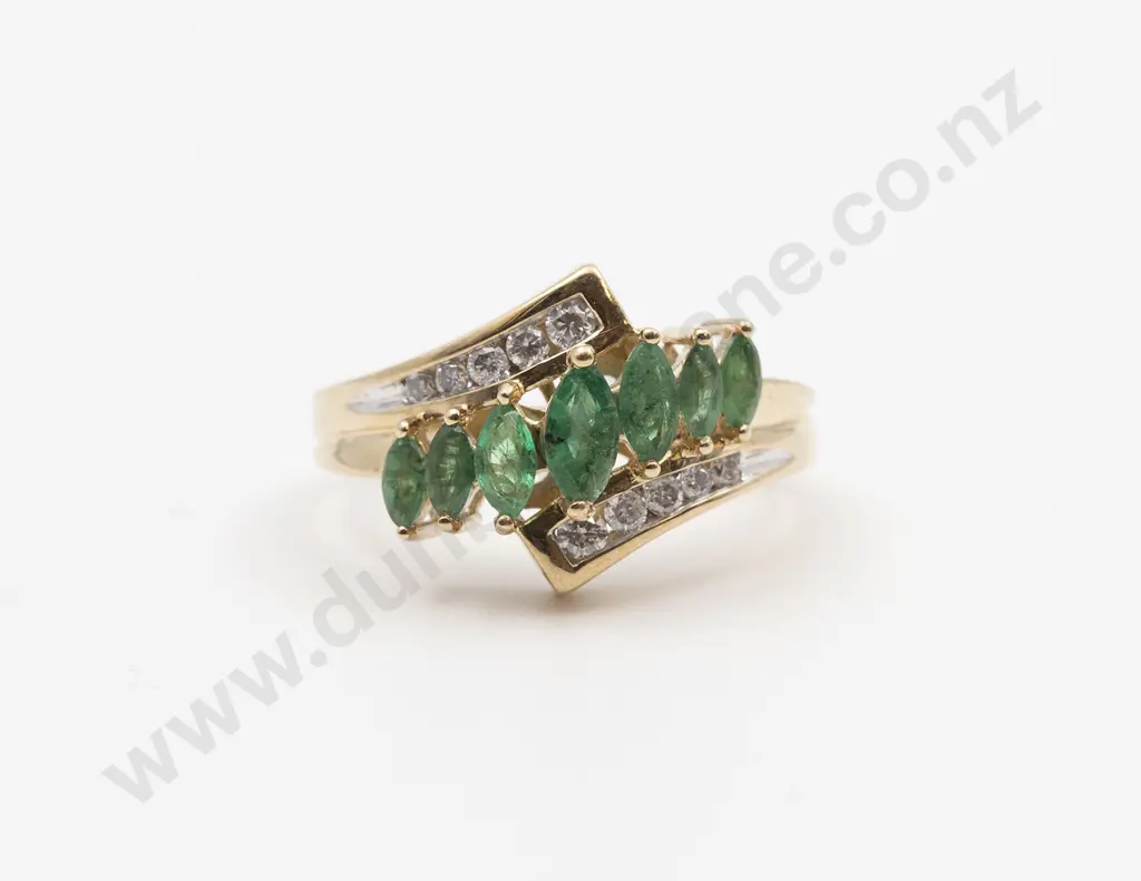 10ct 17stone Emerald and Diamond Dress Ring Image 1++