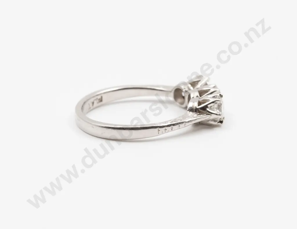 All Platinum Three Stone Diamond Bridge Ring Image 1++