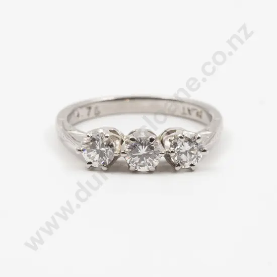 All Platinum Three Stone Diamond Bridge Ring