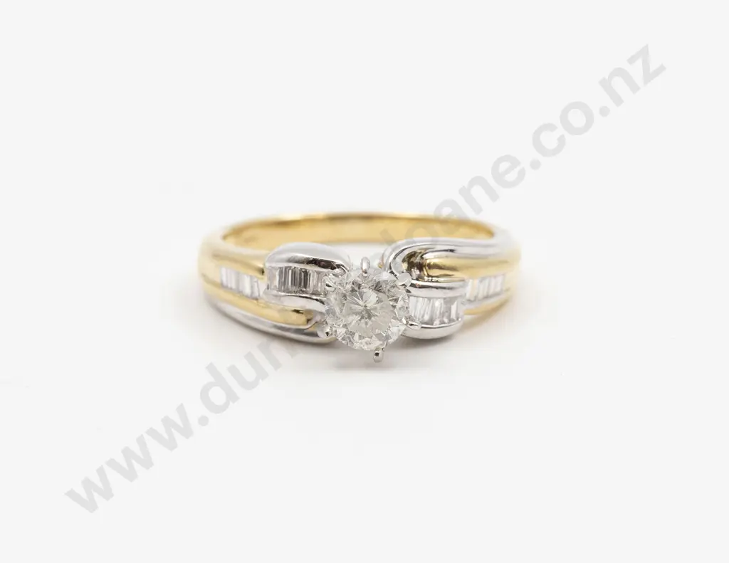 18ct Yellow & White Gold Diamond Solitaire Ring Image 1++