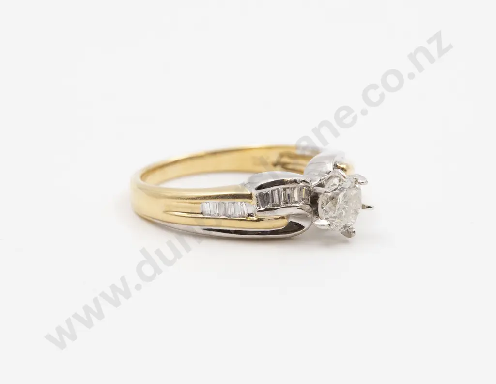 18ct Yellow & White Gold Diamond Solitaire Ring Image 1++