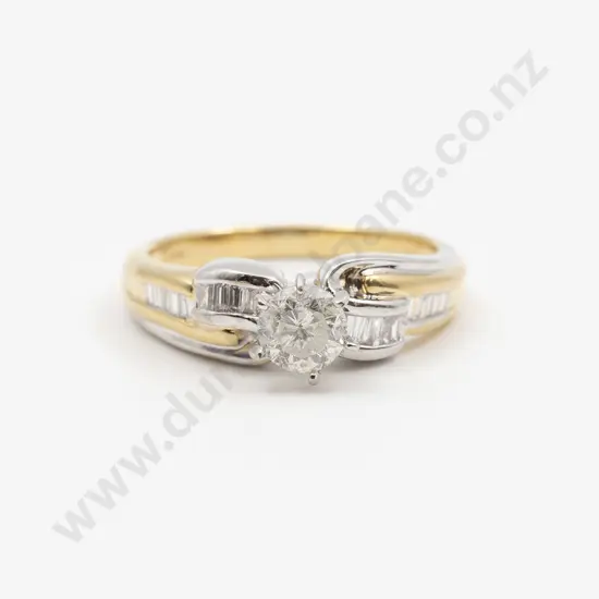 18ct Yellow & White Gold Diamond Solitaire Ring