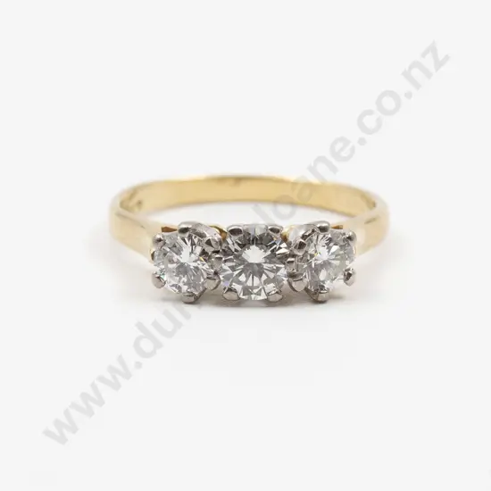 18ct Three Stone Diamond Bridge Ring