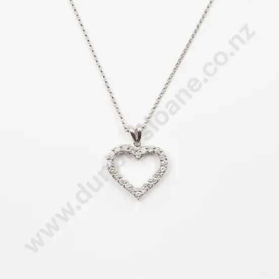 18ct White Gold Diamond Heart Pendant