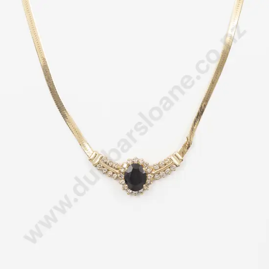 14ct 32stone Sapphire & Diamond Necklace