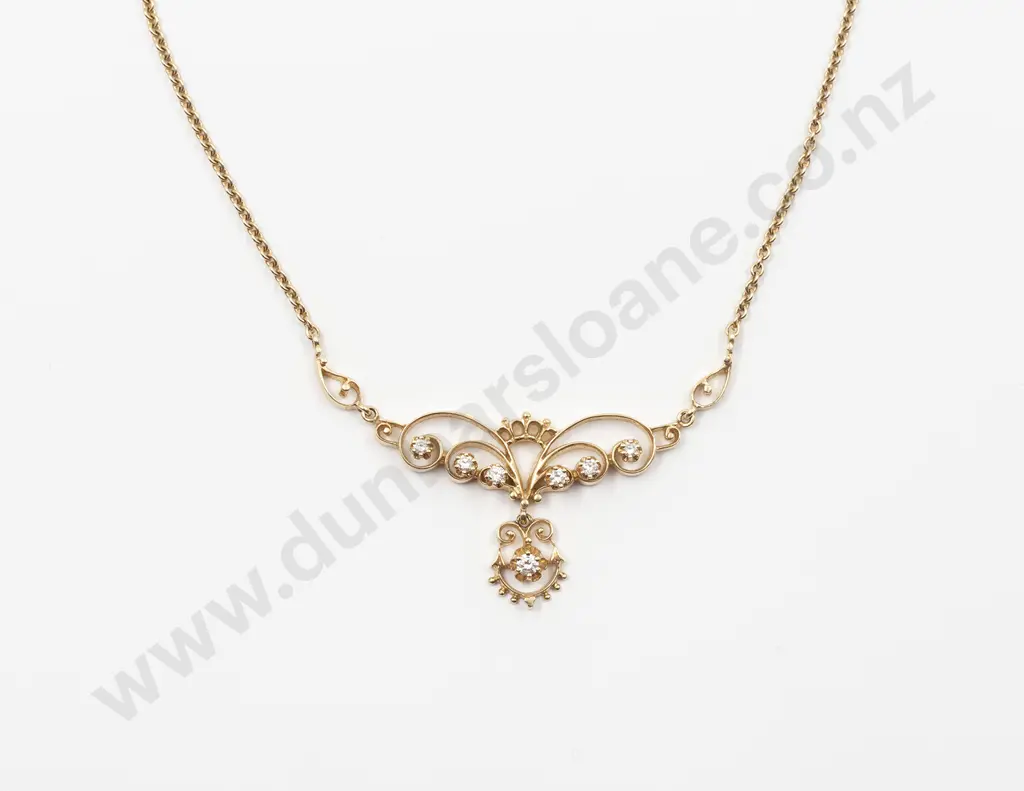 14ct Edwardian Style Diamond Necklet Image 1++