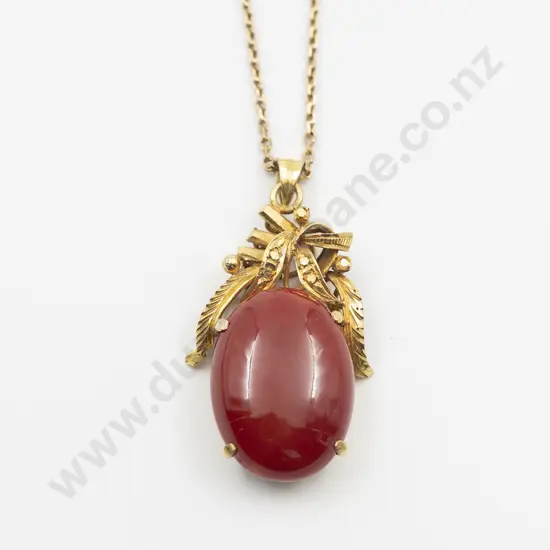 9ct and Single Red Coral Pendant