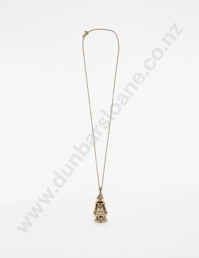 9ct 10stone Gem Set Clown Pendant Image 1++