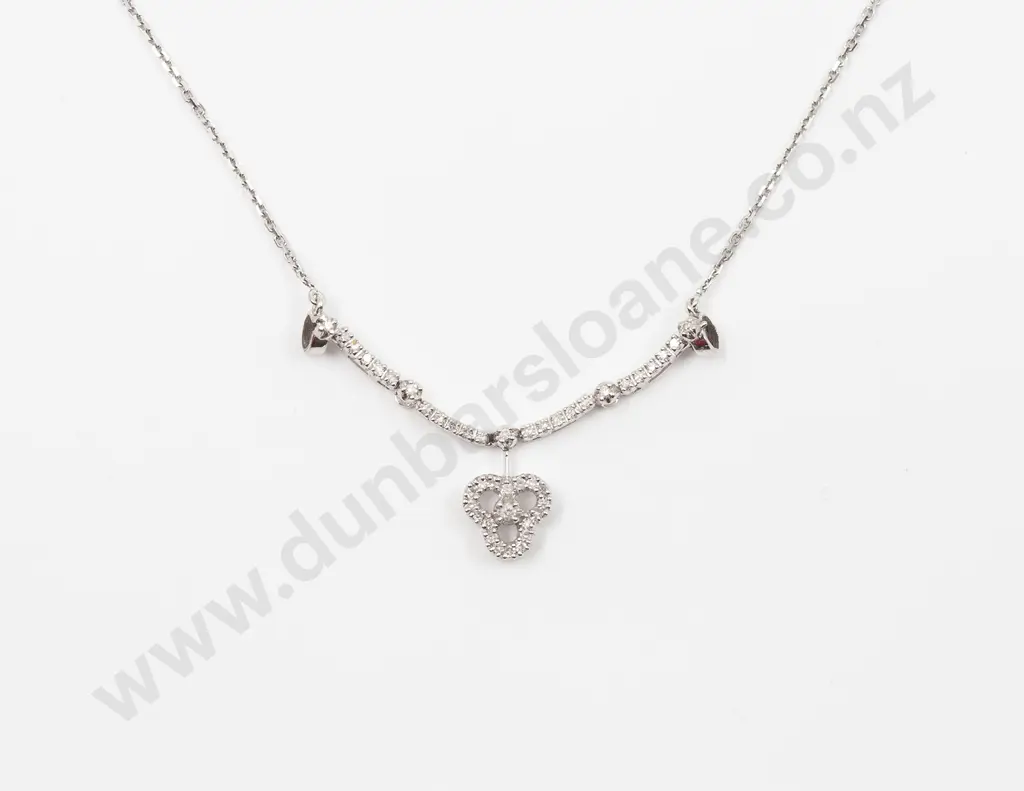 18ct White Gold 43stone Diamond Necklet Image 1++