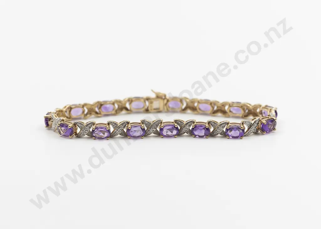 9ct Amethyst and Diamond Bracelet Image 1++