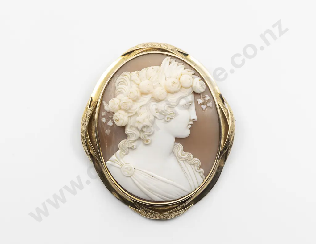 Victorian Grand Tour 9ct Framed Cameo Brooch Image 1++