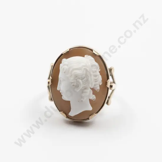 Victorian 9ct Classical Portrait Cameo Ring
