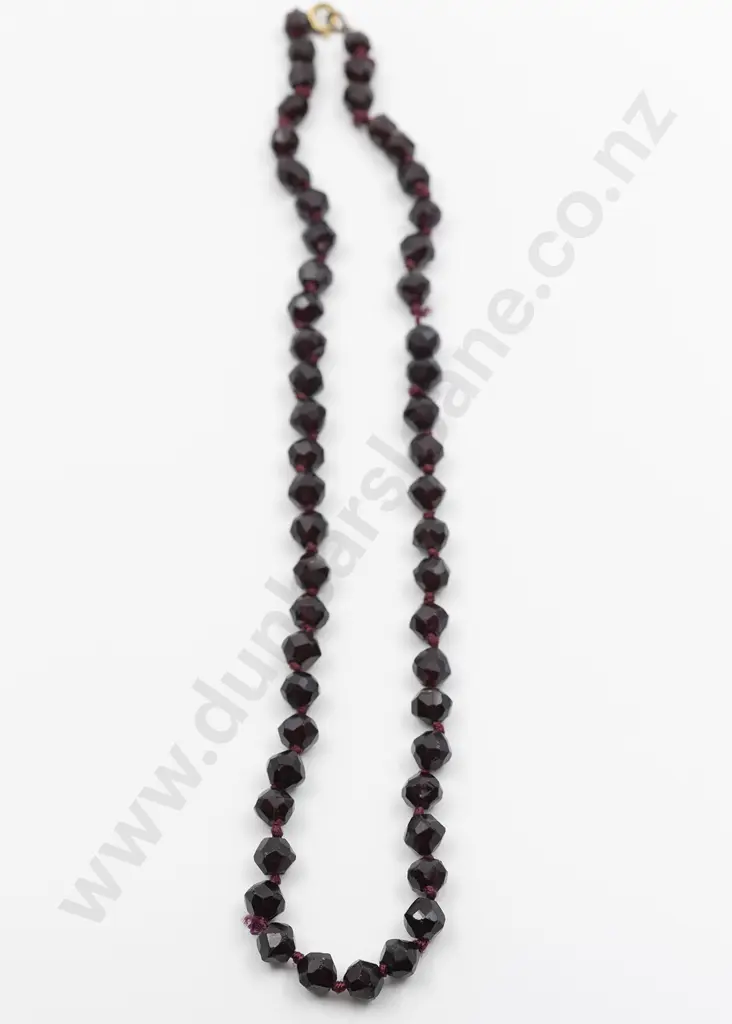 Victorian Single Strand Facet Cut Garnet Bead Necklace Image 1++