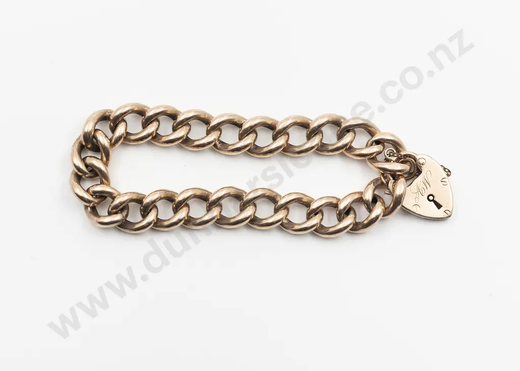 Victorian 9ct Hollow Curb Link Bracelet Image 1++