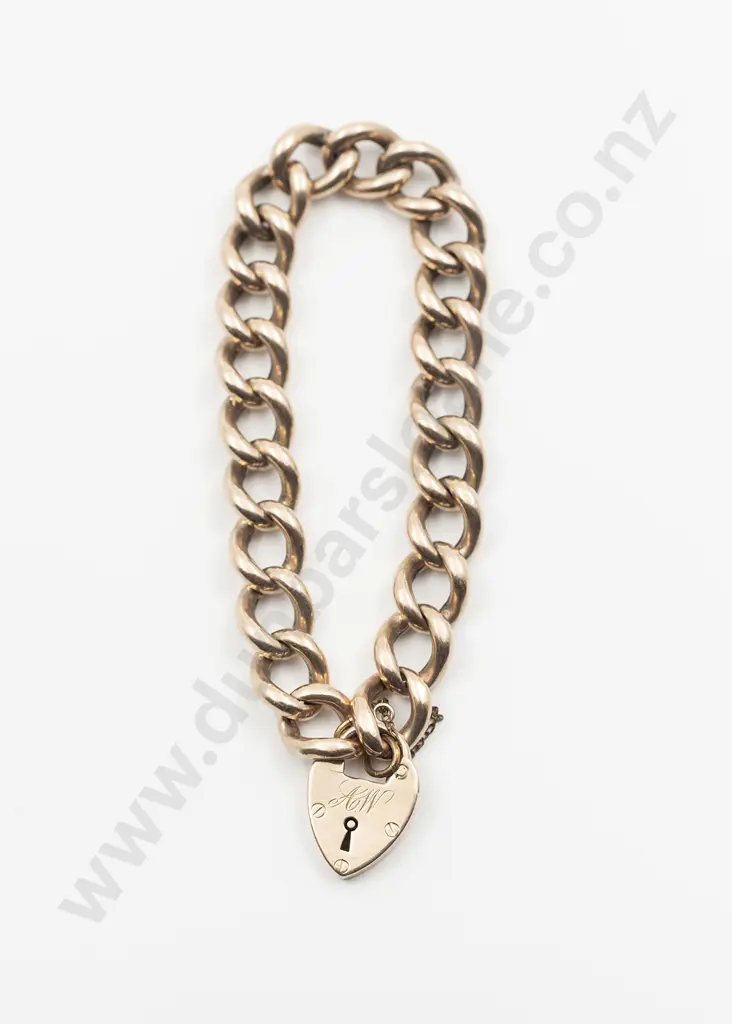 Victorian 9ct Hollow Curb Link Bracelet Image 1++