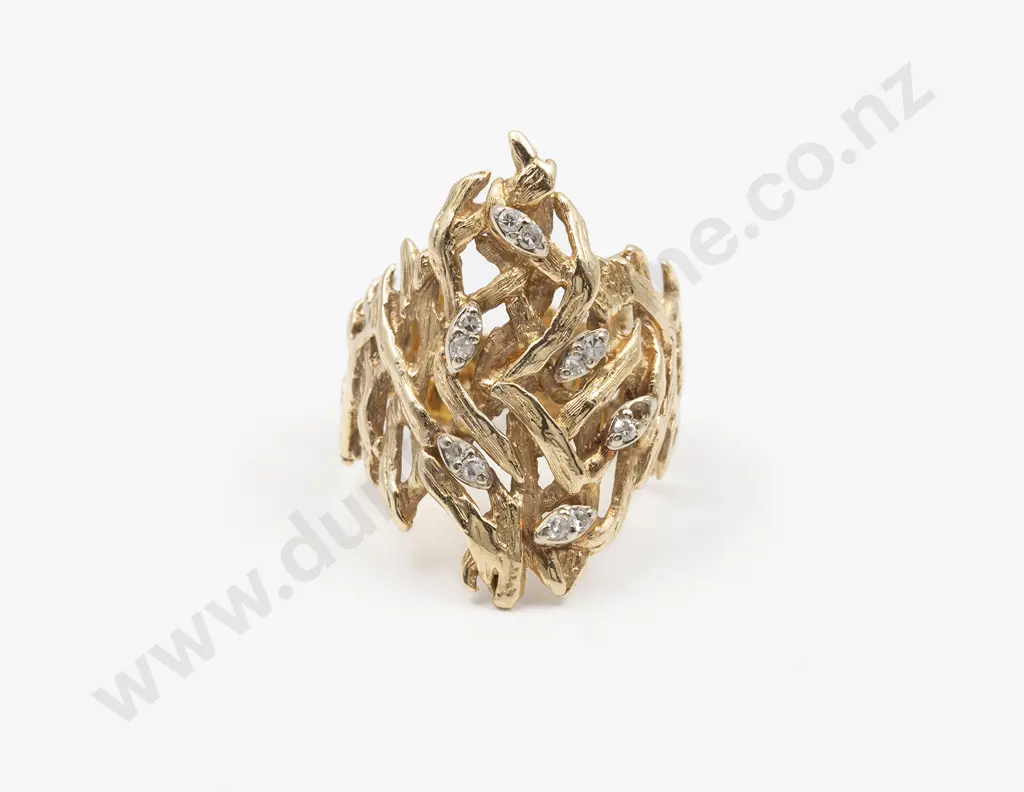 14ct Twelve Stone Diamond Rustic Designed Dress Ring Image 1++