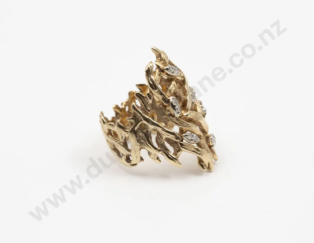 14ct Twelve Stone Diamond Rustic Designed Dress Ring Image 1++