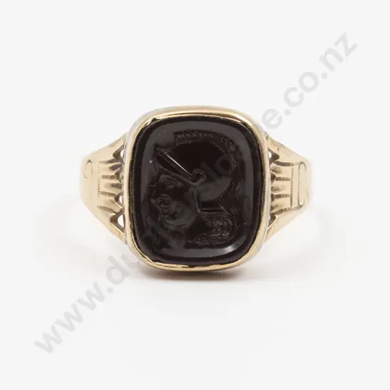 Edwardian 14ct Onyx Intaglio Signet Style Ring