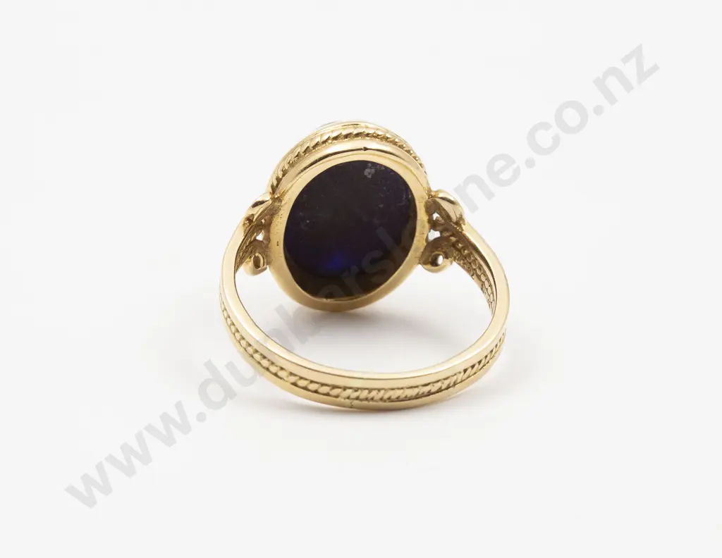 18ct Single Sodalite Etruscan Style Ring Image 1++
