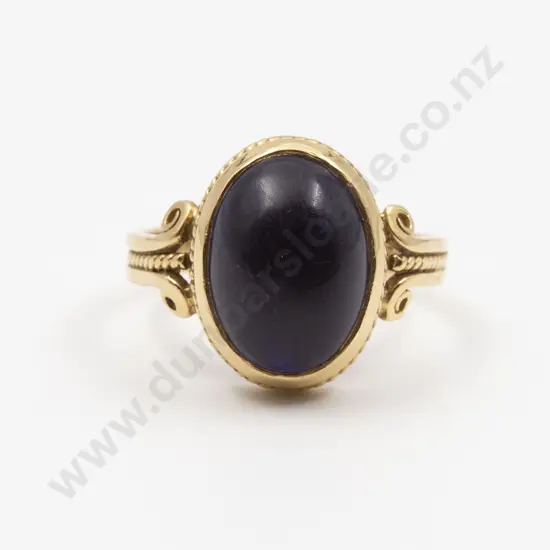 18ct Single Sodalite Etruscan Style Ring