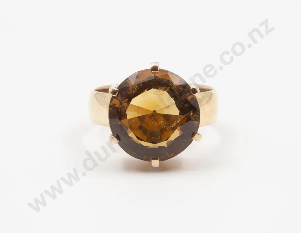 9ct Single Golden Orange Citrine Dress Ring Image 1++