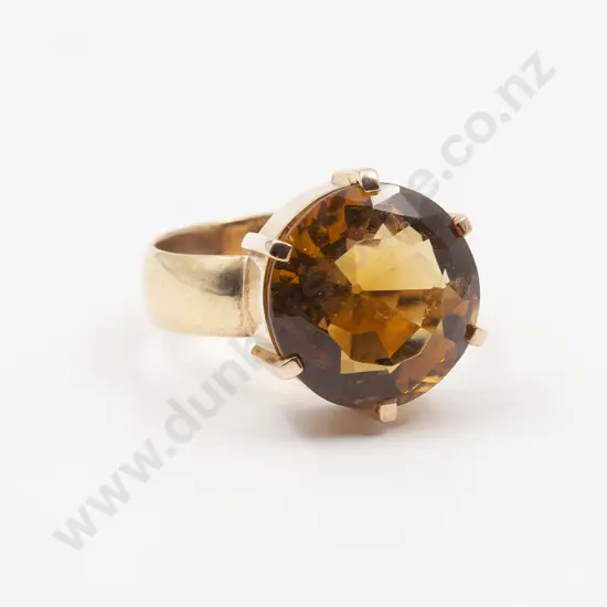 9ct Single Golden Orange Citrine Dress Ring