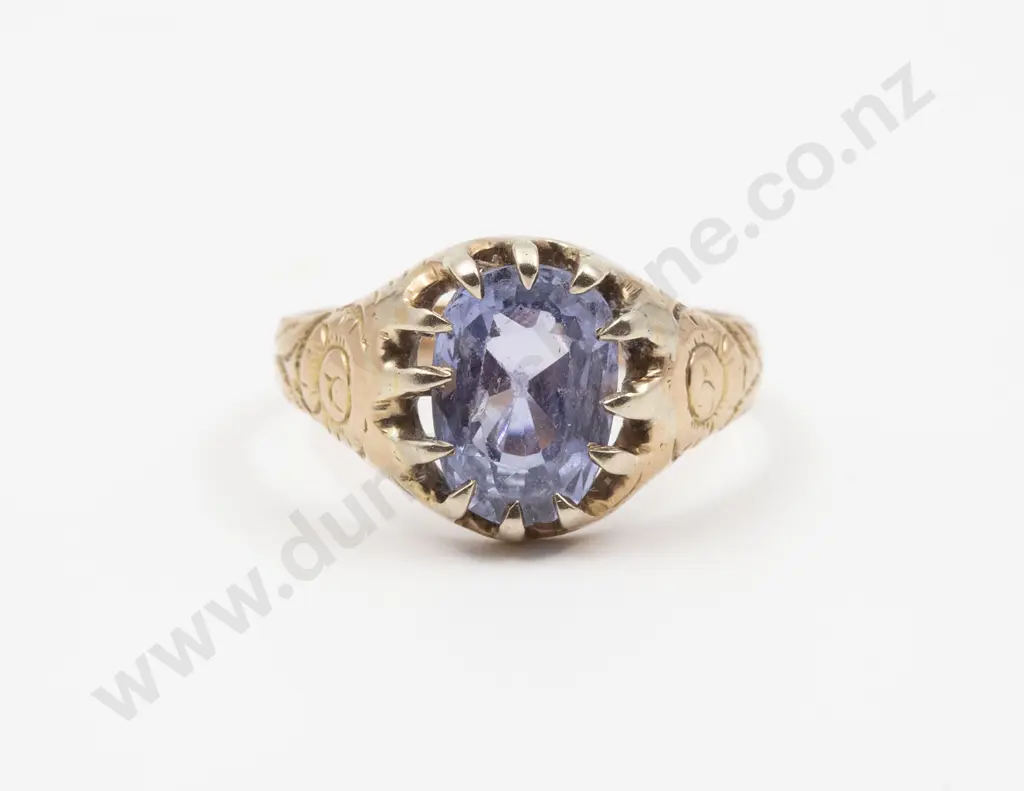 Victorian 9ct Single Amethyst Gents Dress Ring Image 1++