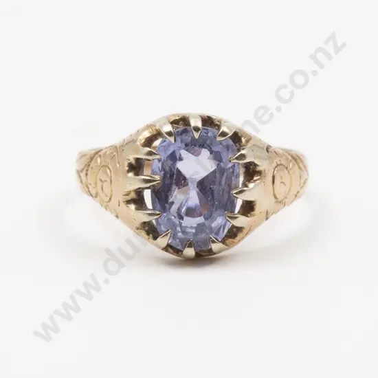 Victorian 9ct Single Amethyst Gents Dress Ring