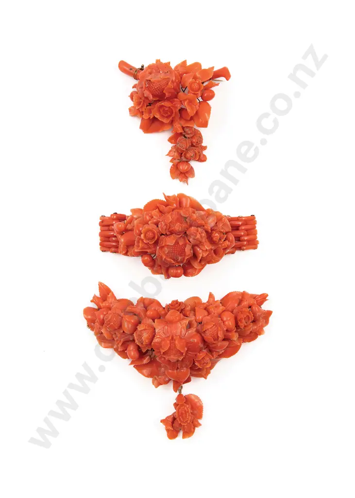 C1860 Victorian Coral Demi-Parure Image 1++