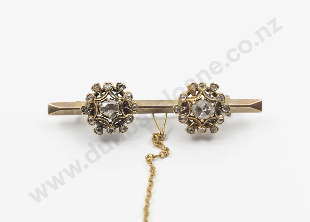 Victorian 15ct Diamond Bar Brooch Image 1++