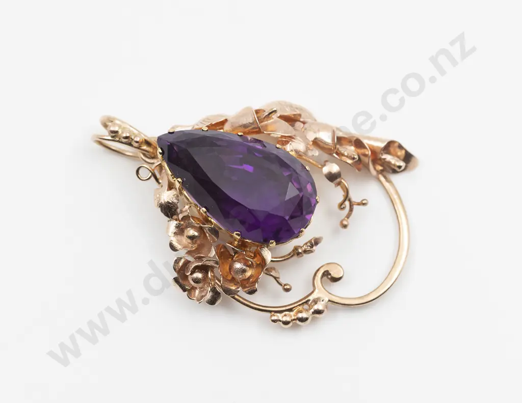 14ct Rose Gold Single Amethyst Pendant Image 1++