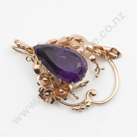 14ct Rose Gold Single Amethyst Pendant