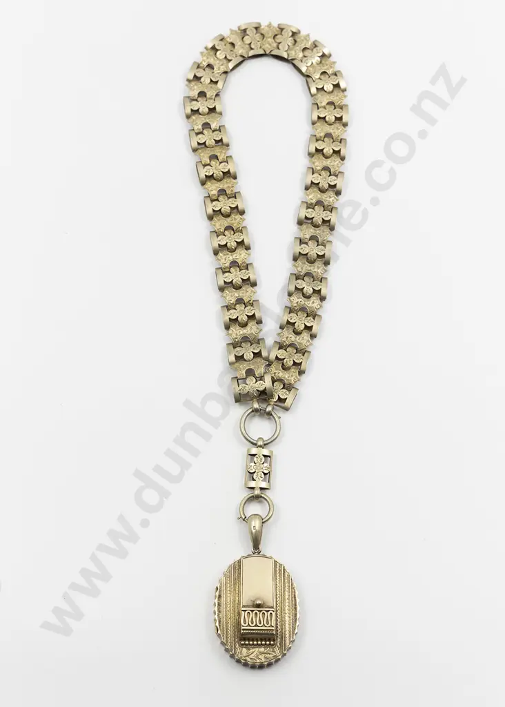 Victorian Silver Gilt Photo Locket on Fancy Chain Image 1++