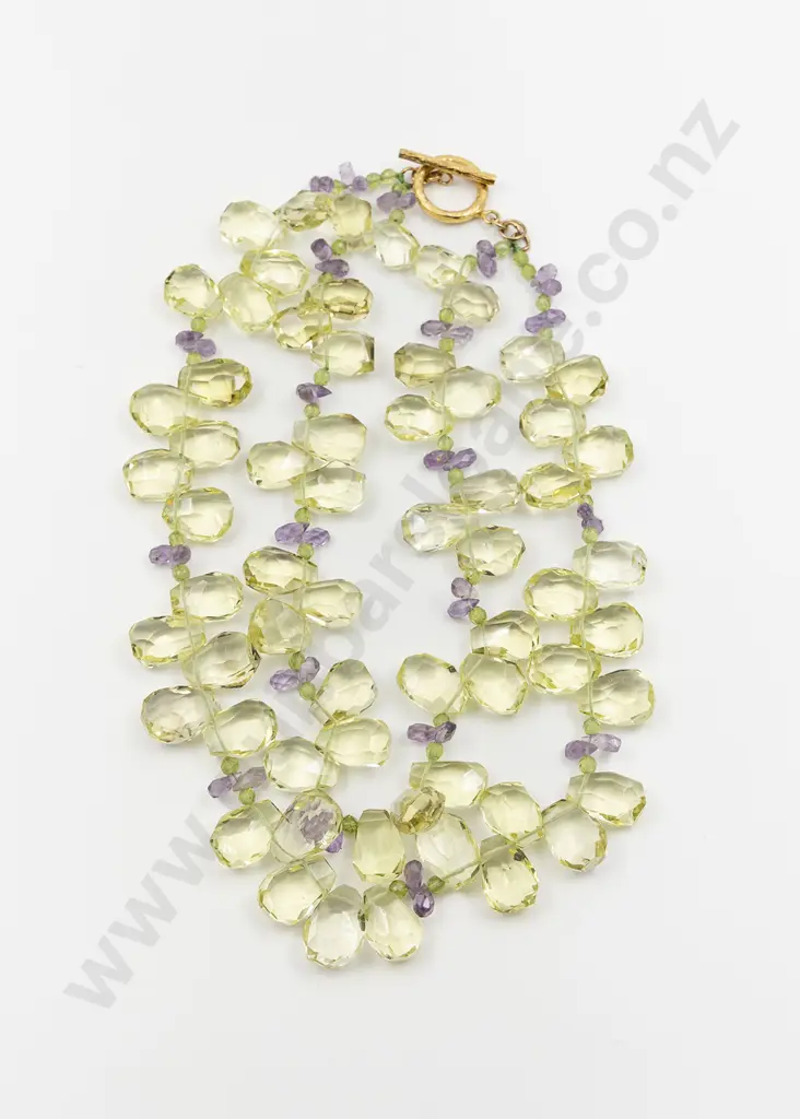 Double Strand Citrine Amethyst and Peridot Necklace Image 1++