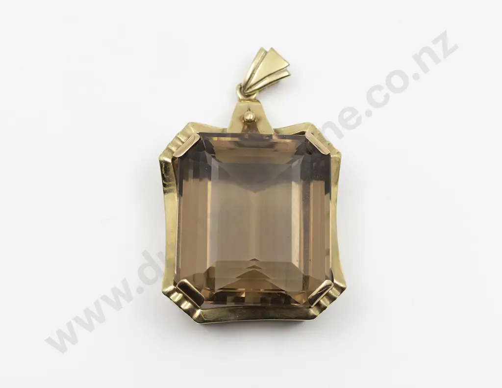 14ct Mounted Large Smokey Quart Pendant Image 1++
