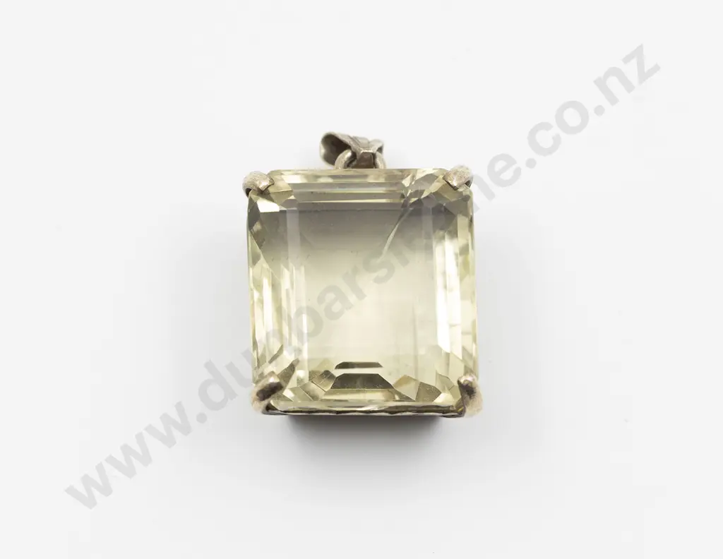 Silver Single Large Citrine Pendant Image 1++