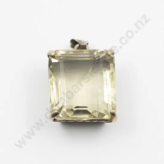 Silver Single Large Citrine Pendant