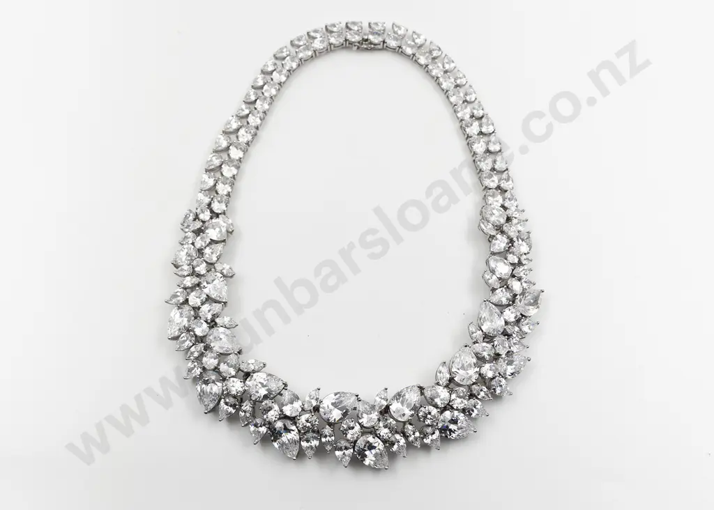 .925 Diamond Crystal Necklace Image 1++