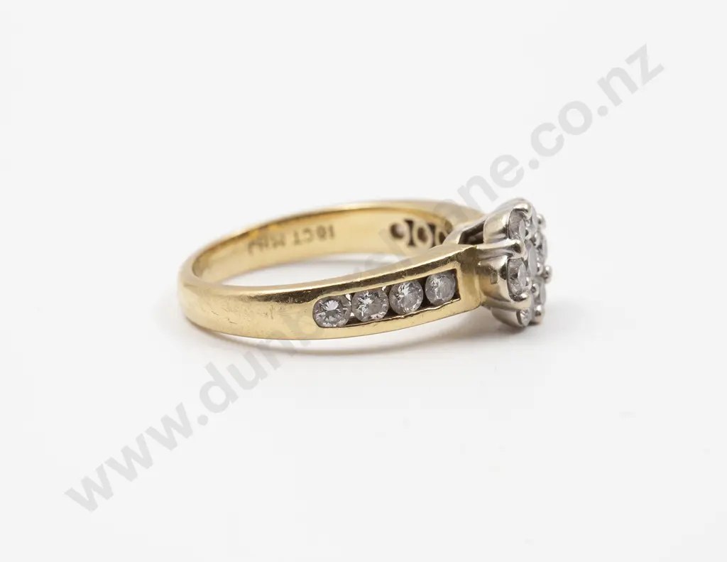 18ct Yellow and White Gold Seven Stone Floret Cluster Ring Image 1++