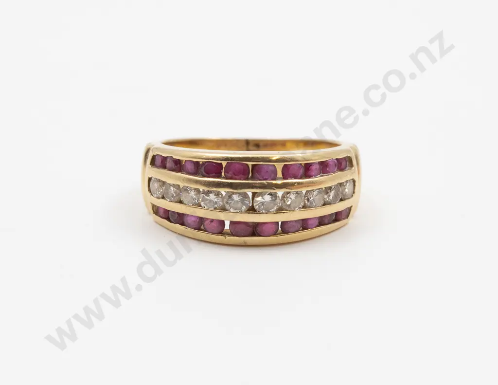14ct 30stone Ruby and Diamond Band Ring Image 1++