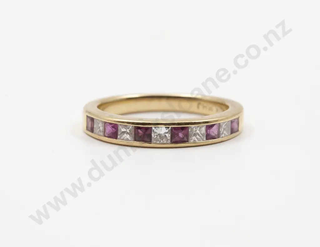 10ct Eleven Stone Ruby and Diamond Eternity Band Image 1++