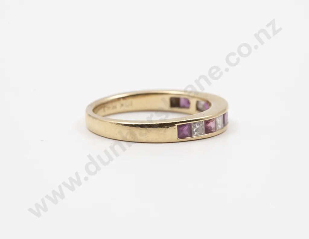 10ct Eleven Stone Ruby and Diamond Eternity Band Image 1++