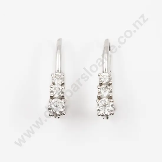 Pair 18ct White Gold Diamond Earrings
