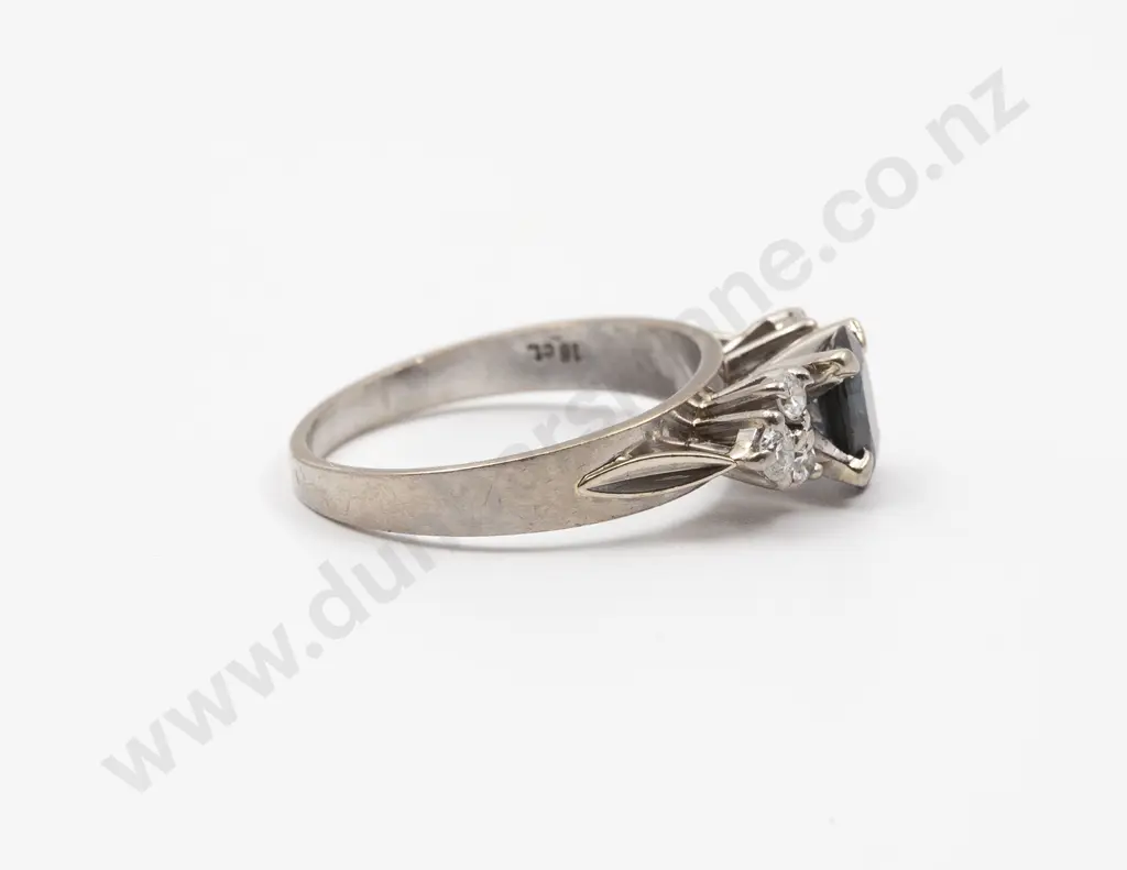 18ct White Gold Seven Stone Sapphire and Diamond Bridge Ring Image 1++