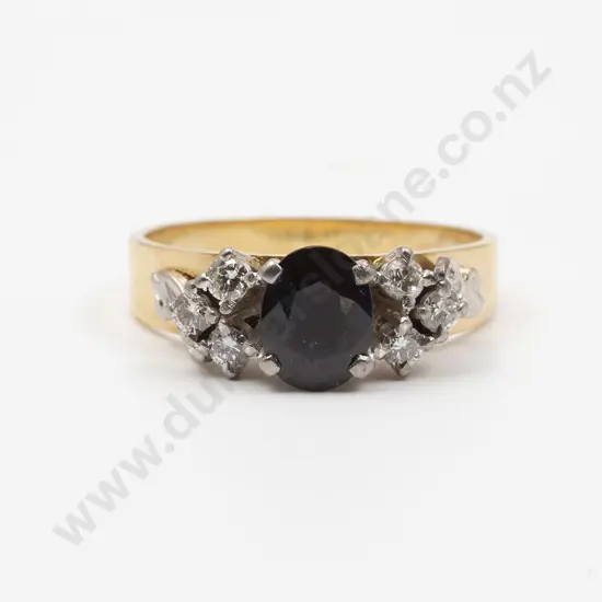 18ct Seven Stone Sapphire and Diamond Bridge Ring