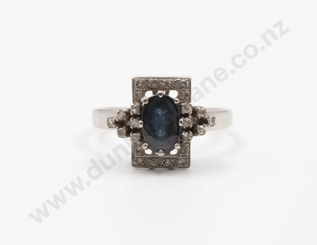 18ct White Gold 25stone Sapphire and Diamond Dress Ring Image 1++